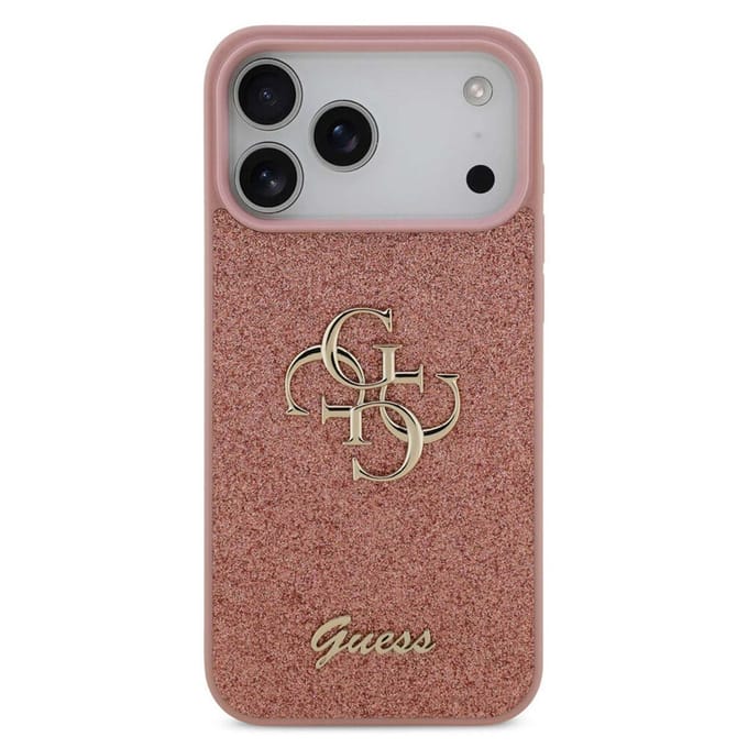 Guess Back Cover - iPhone 17 Pro - Roze - Glinsterende textuur - Schokabsorberend ontwerp