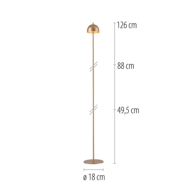 Schöner Wohnen LED vloerlamp op accu Bellis, goudkleurig, IP54