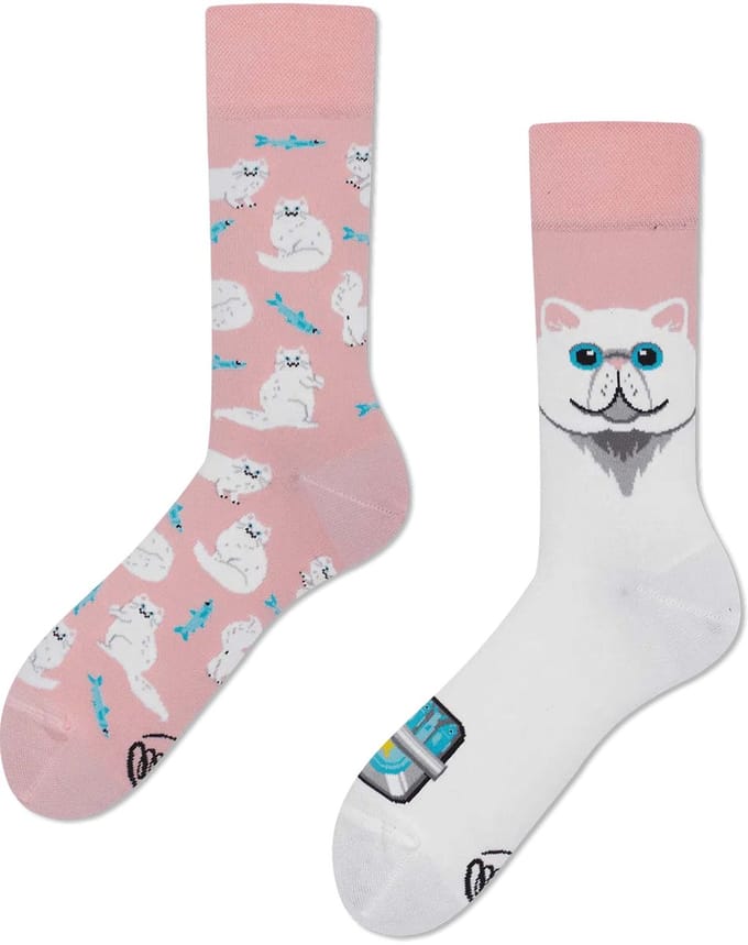 Many Mornings unisex sokken - White Cat - Unisex - Maat: 43 - 46