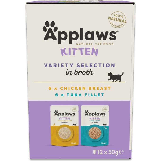 24x50g Kip- en Tonijnselectie Applaws Natural Kitten in bouillon nat kattenvoer
