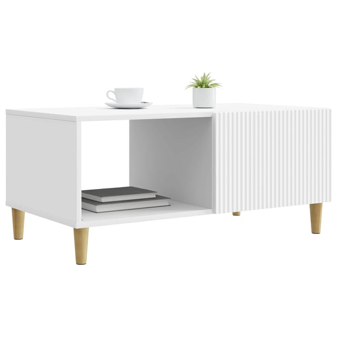 vidaXL - Salontafel - Wit - 90 - x - 50 - x - 40 - cm - Bewerkt - hout