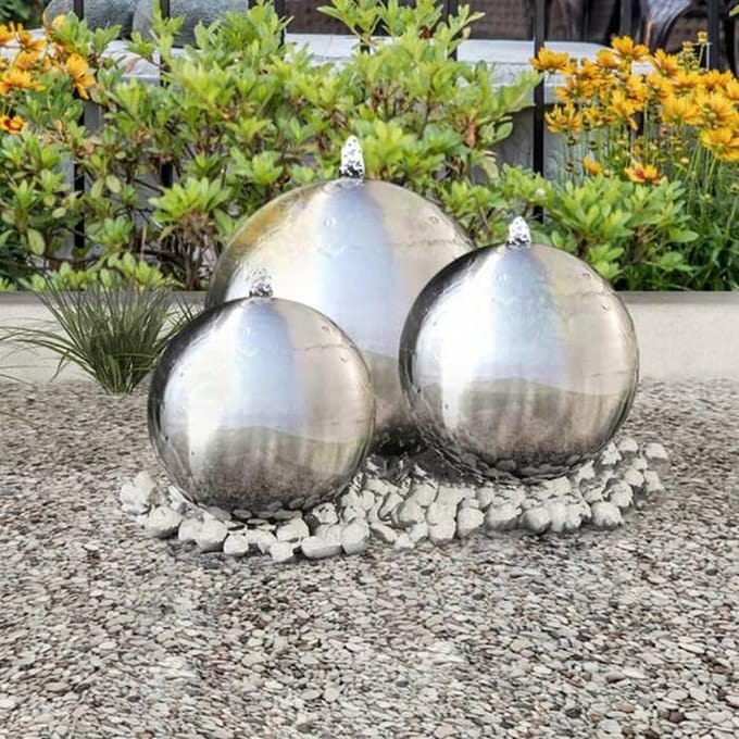 Maison Exclusive - 3 pcs Sphères de fontaine de jardin avec LED Acier inoxydable