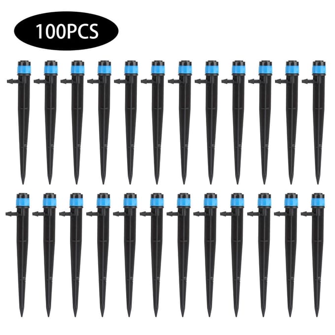 100 Stuks Grondinsteek Type Irrigatie Druppelaar Druppelsproeier voor Tuin Watergeefsysteem black