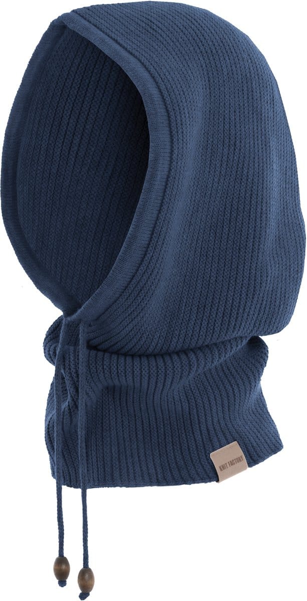 Knit Factory Evy Colsjaal met capuchon - Jeans - One Size