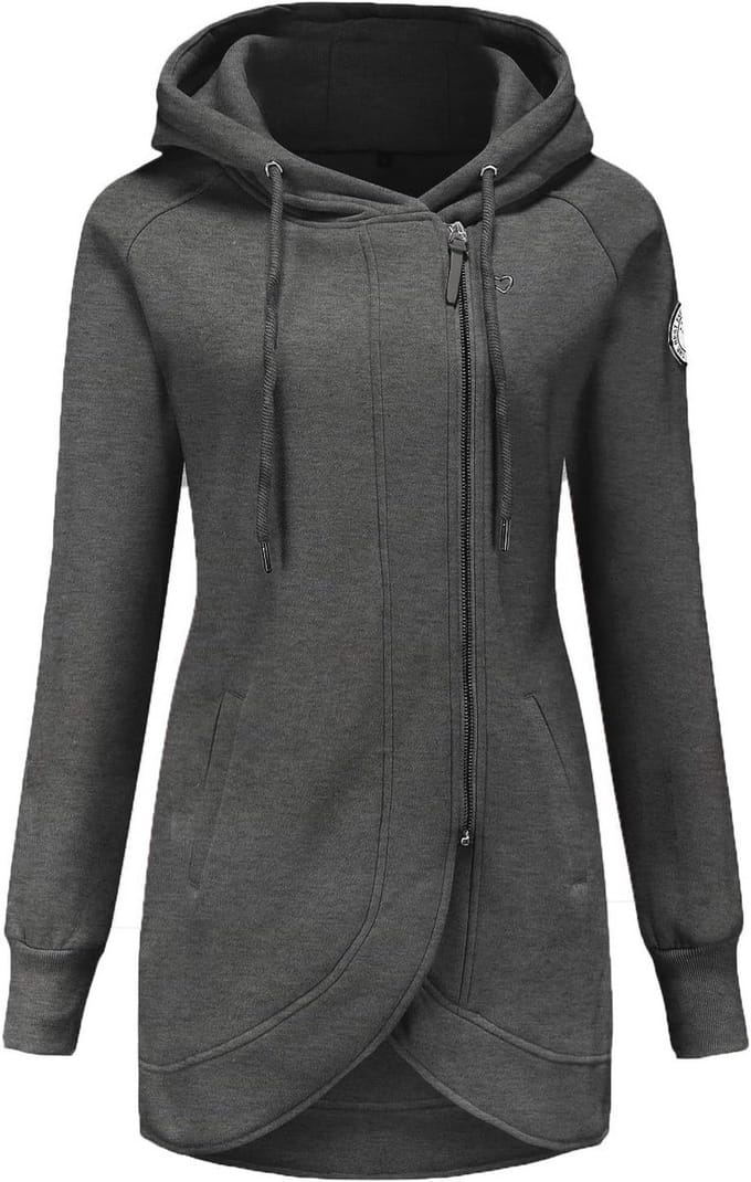 Dames Sweatshirt met Capuchon en Rits - Donkergrijs - Casual Hoodie