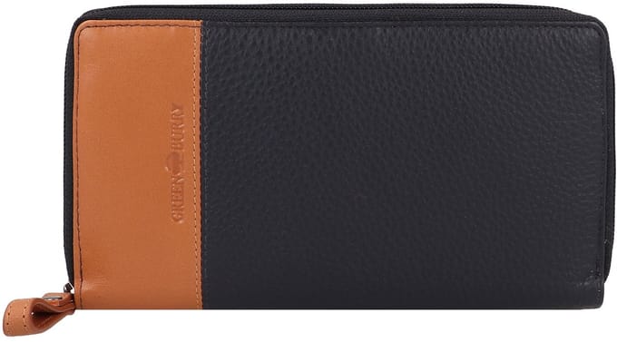 Greenburry Nappa Portemonnee RFID-bescherming Leer 19.5 cm - Dames - Horizontaal - navy blue-tan