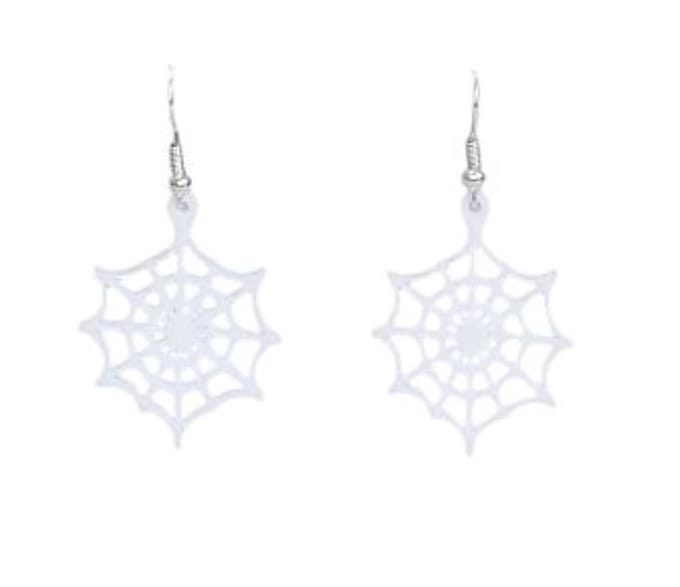 Halloween Oorbellen - Gothic - Oorhangers - Spinnenweb wit - 1 paar