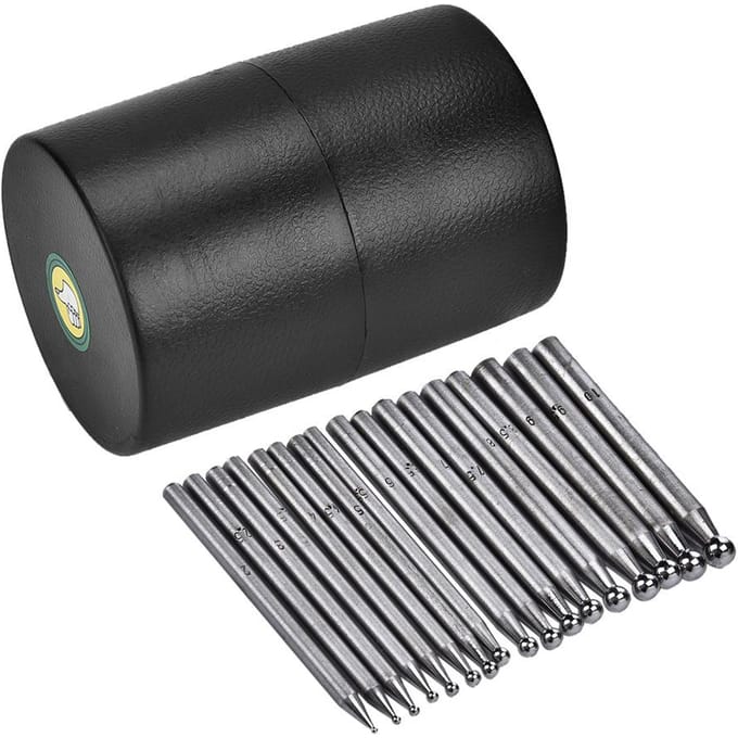 17 STKS Dapping Ponsen Sieraden Goudsmeden Fabricage Doming Gereedschap Dapping Blok Pons black