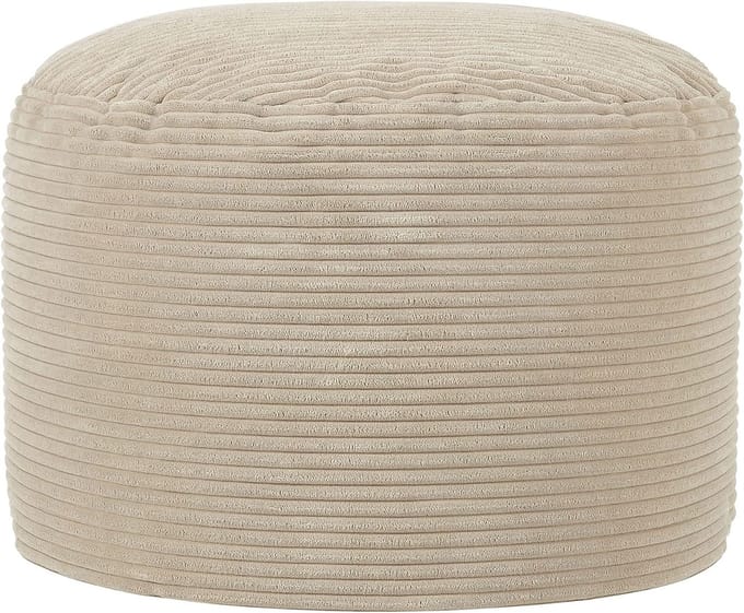 Beige Corduroy Zitzak Hocker - Poef voor Ontspanning en Extra Comfort
