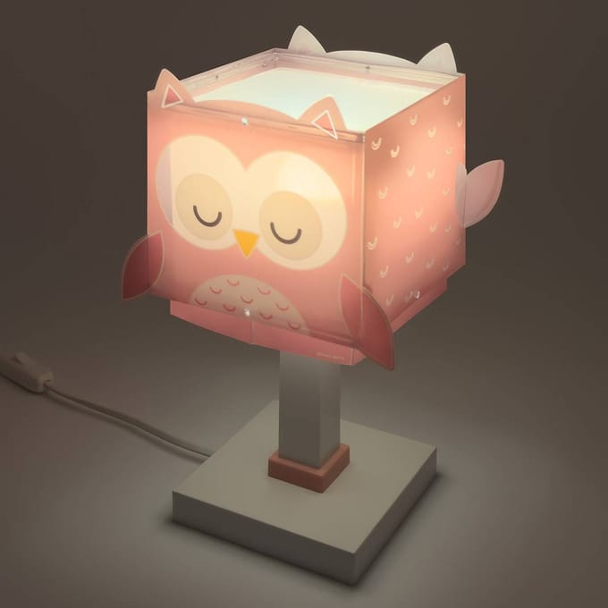 Dalber Kindertafellamp Little Pink Owl, G4, breedte 14 cm