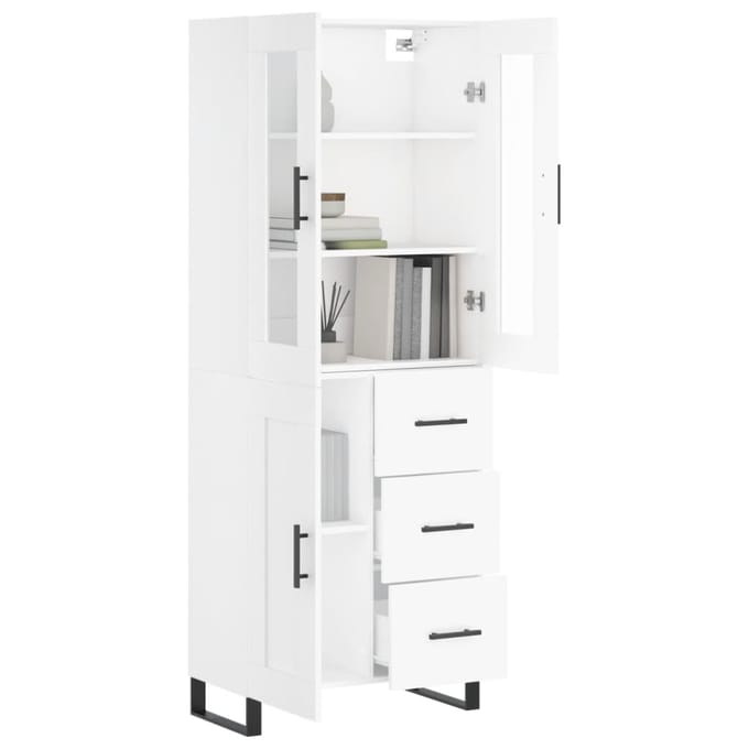 vidaXL - Hoge - kast - 69,5x34x180 - cm - bewerkt - hout - wit