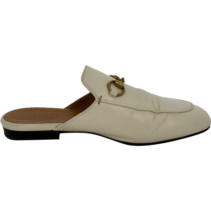 Gucci Horsebit Accent Mules in Witte Lederen