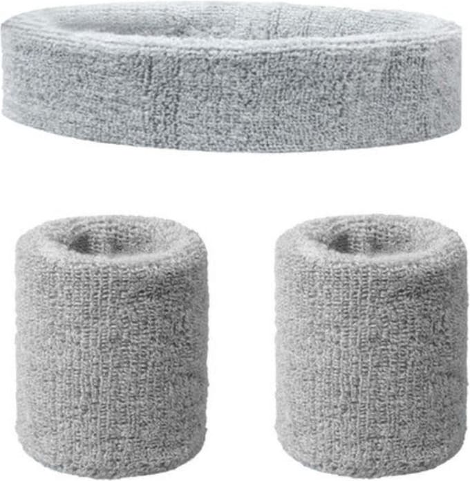 Finnacle - "3-stks Zweetbandjes Set: Hoofd \& Pols - - Licht Grijs"