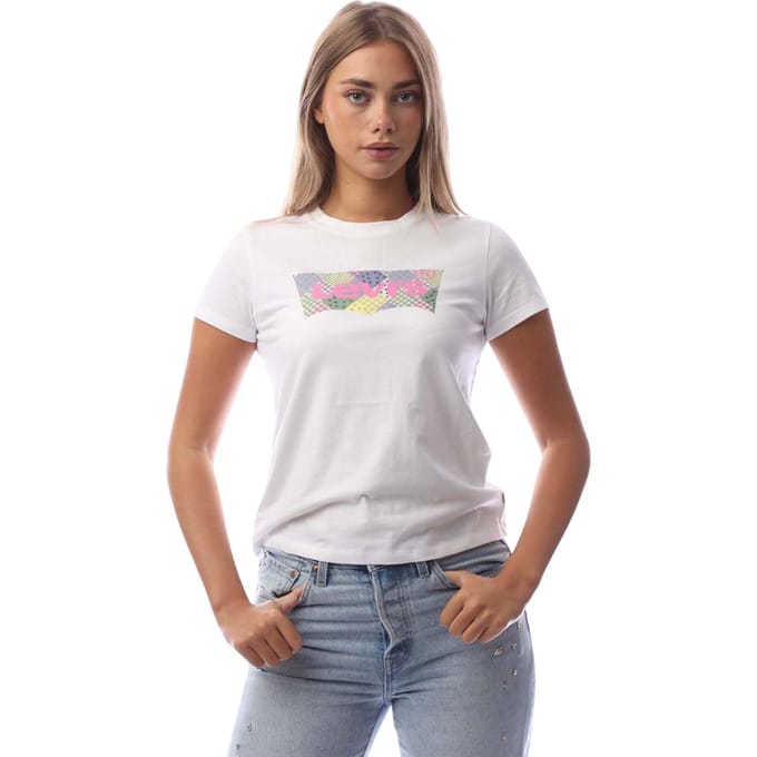 Levis Dames/Dames Patchwork T-shirt (Helder wit)