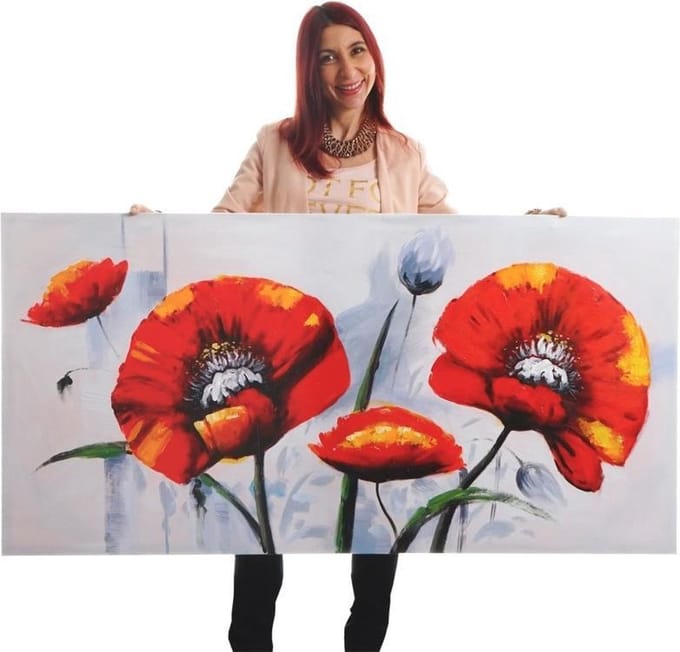 Handgeschilderde Olieverf schilderij Orchidee