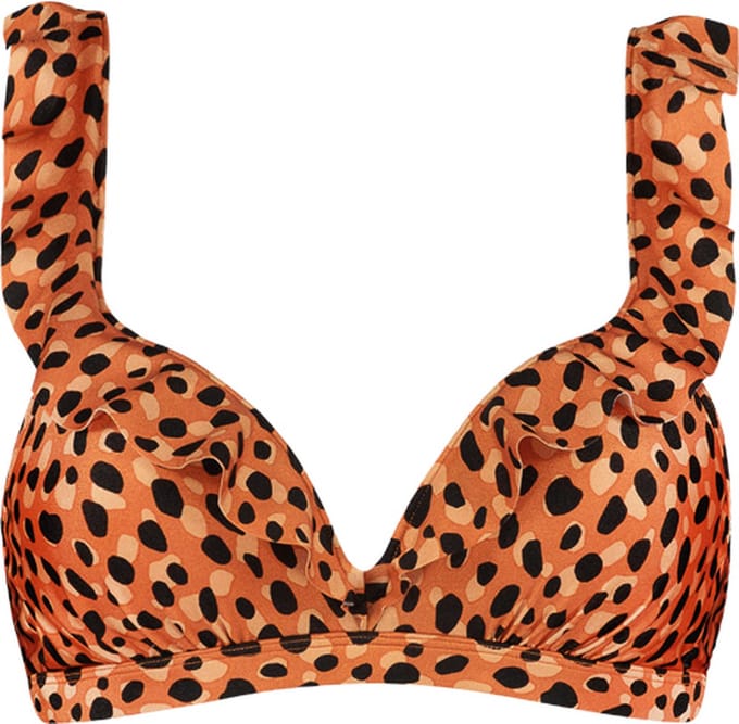 Beachlife - Maat 90D -  Leopard Spots ruffle bikinitop met voorgevormde cups en beugel - dames