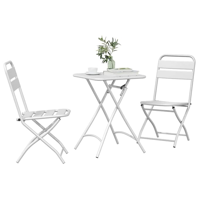 vidaXL - Bistroset - 3 - st - Wit - Staal