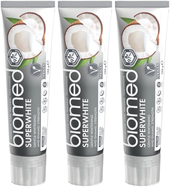 BIOMED Superwhite - Tandpasta - Witte kokos zonder fluoride 3-pack