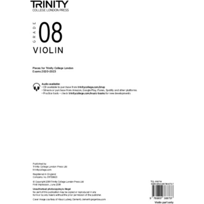 Violin 20202023 Grade 8 Part Only - TRIN COLLEGE LONDON