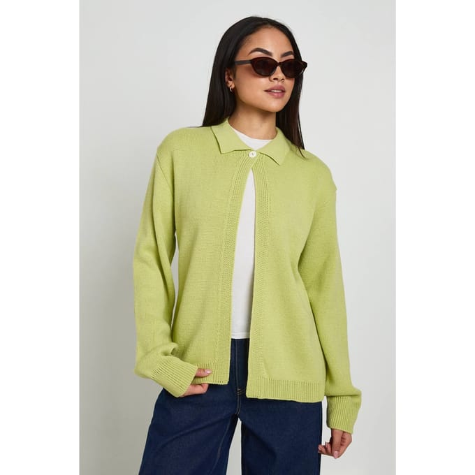 boohoo Dames Gebreid Vest Met Kraag | Sage | Maat: Small