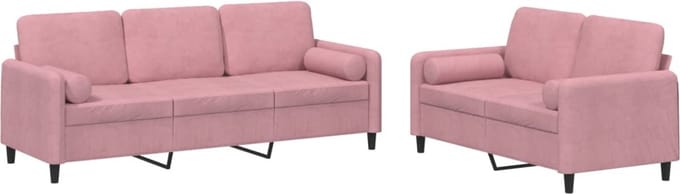 vidaXL - 2-delige - Loungeset - met - kussens - fluweel - roze