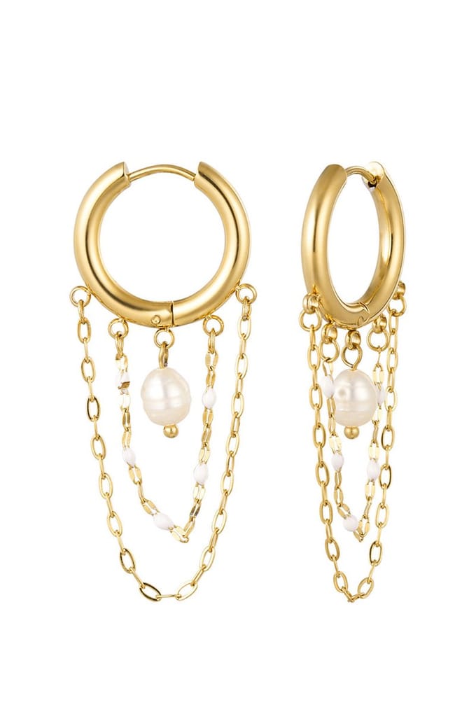 Bijoutheek Oorhangers Parel Ketting Goud