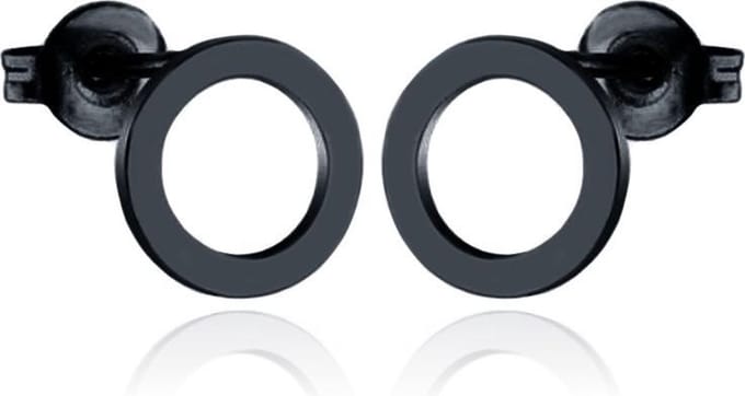 Cilla Jewels oorstekers Edelstaal Open Circle Zwart