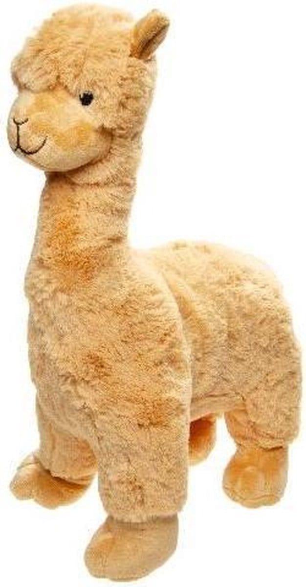 Pluche knuffel alpaca - lichtbruin - Hoogte 35 Cm