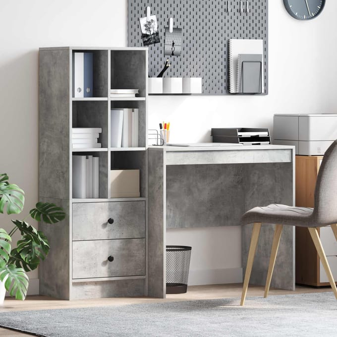 vidaXL - Bureau - Beton - Grijs - 125,5 - x - 50 - x - 127 - cm - 2 - st