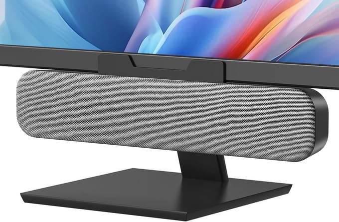 Computer Speaker - Mini Soundbar - Audio Verbeteren - Clip Scherm Ontwerp - 7 Centimeter - Grijs