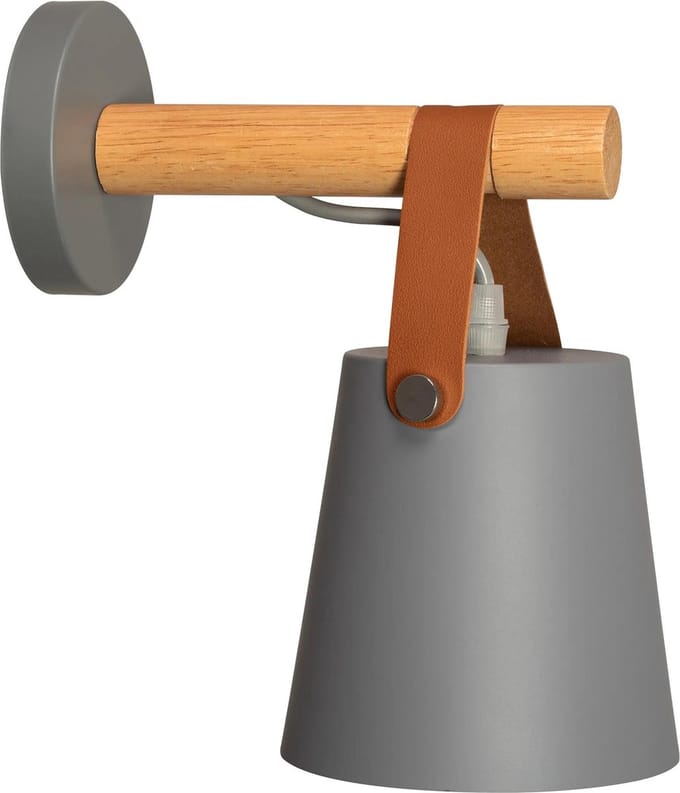 TooLight Wandlamp - Metaal & Hout - Grijs - E27 Fitting - Industrieel Design