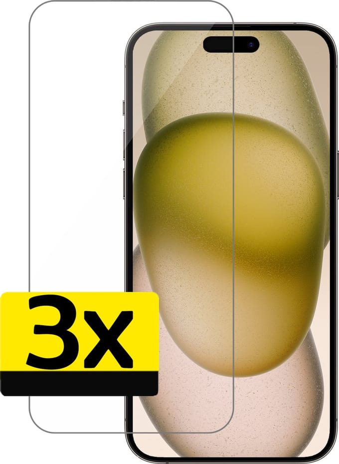 Screenprotector - Geschikt voor Apple iPhone 15 Plus - 3 Stuks - Extra Sterk - Beschermglas - Gehard Glas - Tempered Glass - Screen Protector