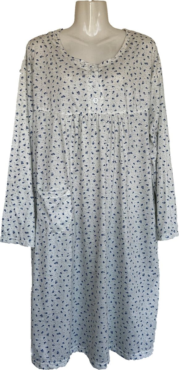 Dames Nachtjapon Gebloemd Blauw 4XL