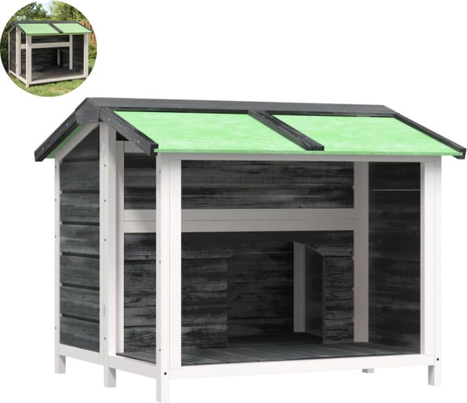 Hondenhok - Buiten - Bench - Ren - Weerbestendig - Kennel - Rek - Grijs