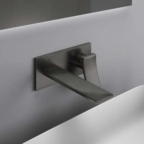 Ideal Standard wall-mounted basin mixer, square rosette, spout 18 cm A7371A5