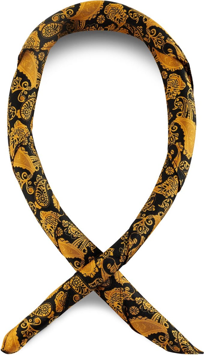 Zijden halsdoek met goud en bruin paisleymotief