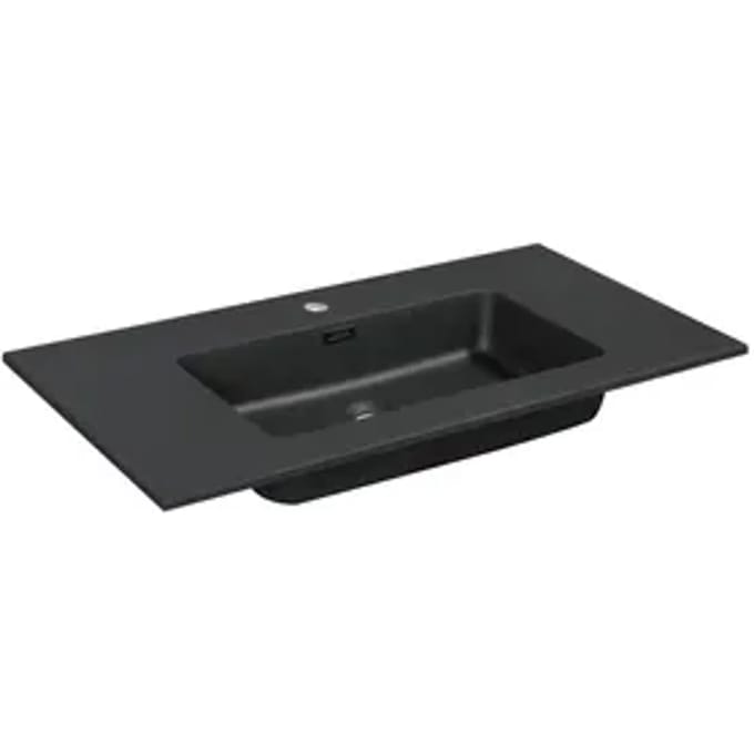 Aquazuro Enkele Wastafel Napoli - Solid Surface - Vierkant - Mat Zwart - 48cm