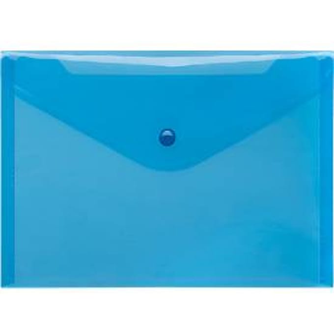 FolderSys documenthoes, A5 liggend, drukknoopsluiting, PP, blauw transparant