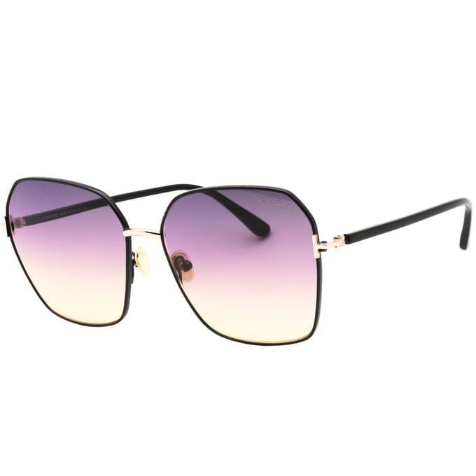 Tom Ford Claudia-02 Gradient Smoke Lens Glanzend zwarte zonnebril