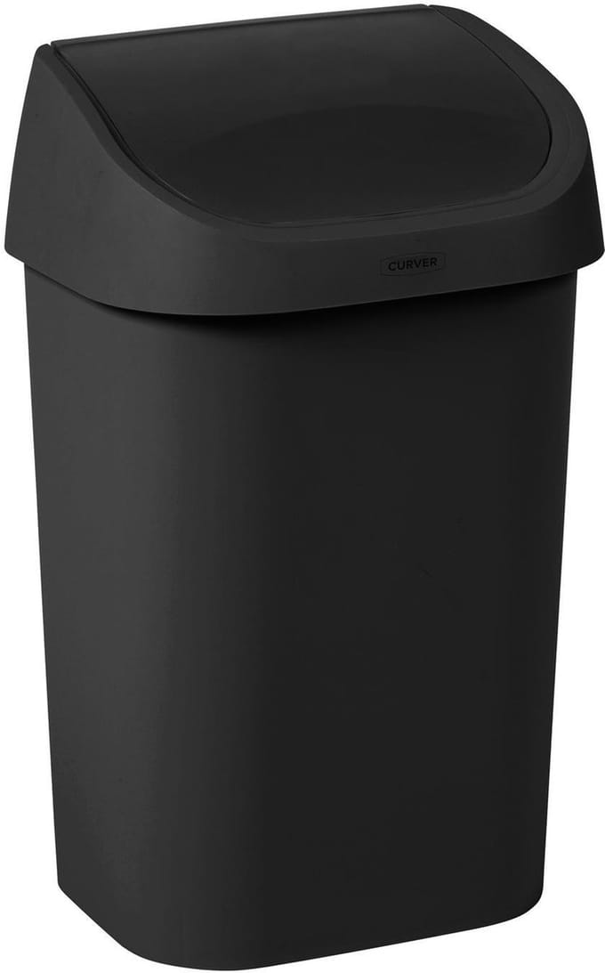 Curver afvalbak Mistral swing 25L zwart kunststof modern design.