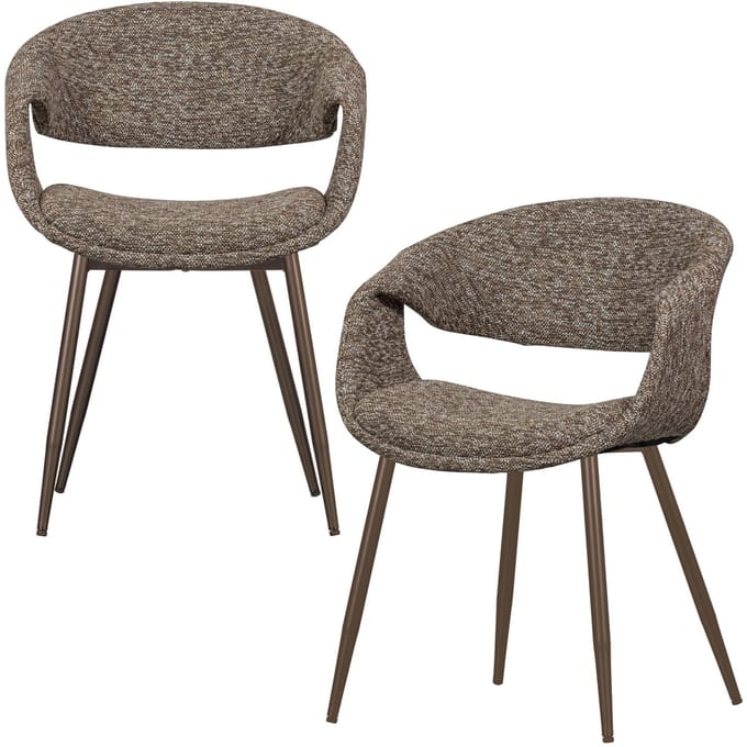 WOOOD Yossi Eetkamerstoelen Metalen Koper Poot - Bruin - Set van 2