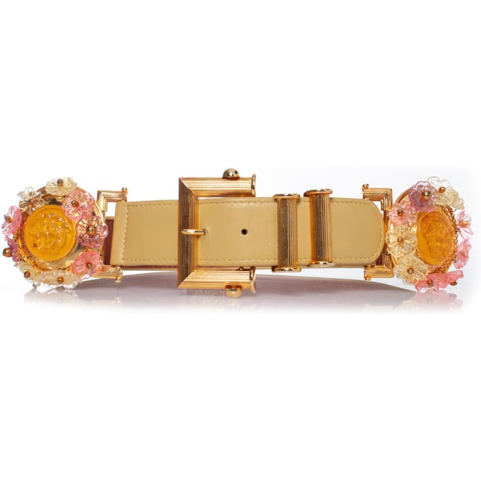 Gianni Versace riem met bloemen Medusa applicaties