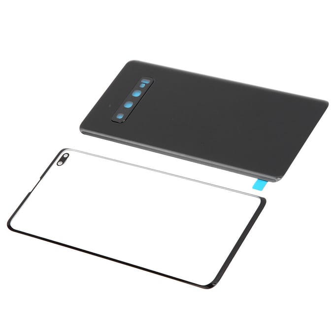 Cache arrière en verre et panneau de verre extérieur de remplacement pour Samsung S10+Plus(Noir ) noir