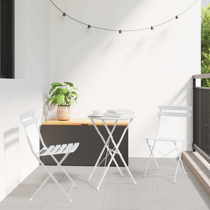 vidaXL - Opvouwbare - Bistroset - 3 - st - Wit - Staal