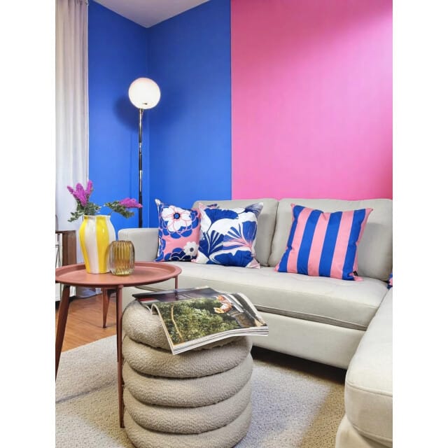 Gek op kussens! Sierkussen pink blue ginkgo | 45 x 45 cm | katoen/polyester