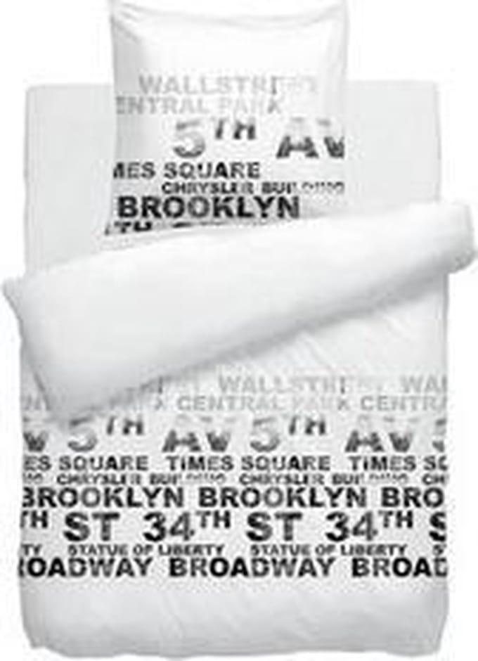 HNL Pure Cotton Times Square Dekbedovertrek - Eenpersoons - 140x200/220 cm - Wit