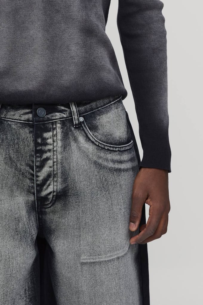 Baggy Stijve Gebleekte Gewassen Denim Jeans | Washed Black | Size 34R
