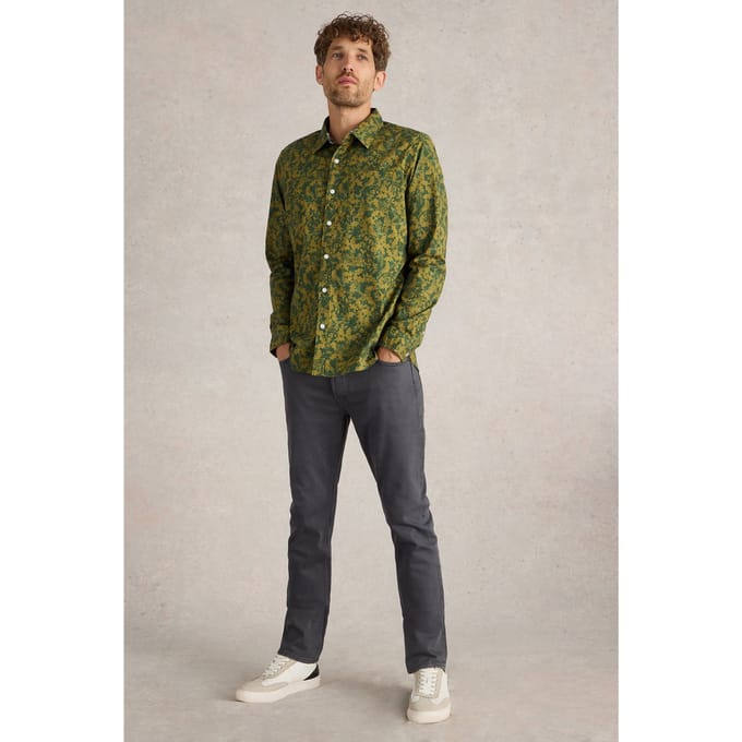 White Stuff Hawthorn Bird Printed Shirt Green Multi Größe: S | Casual hemden Outlet | Herren | Grün