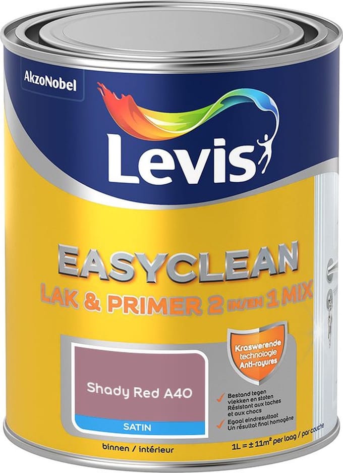Levis - Easyclean Lak & Primer 2-In-1 Mix - Shady Red A40 - Mengverf - 1 L