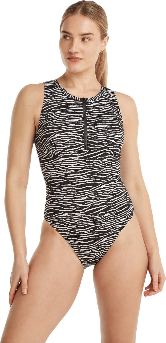 Ten Cate badpak soft cup high neck zebra stripe voor Dames | Maat 44